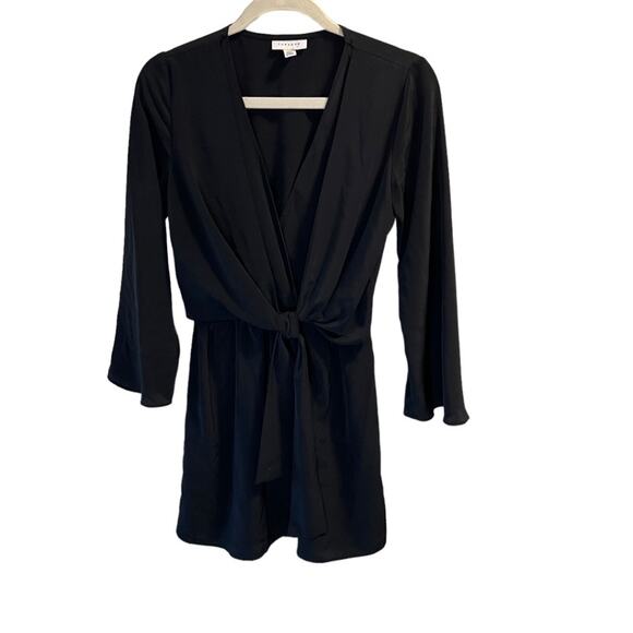 Topshop Size 4 Tifanny Knot Long Sleeve Mini Dress in Black Minimalist Career - Picture 9 of 13